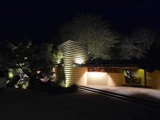 Stacked stone tower and glowing entry