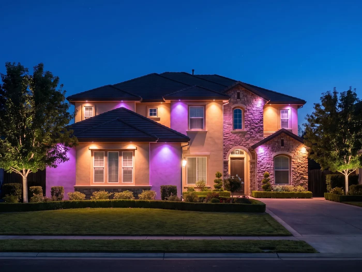 Home lit in the Halloween scene